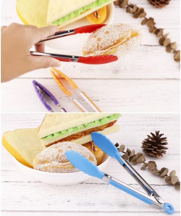 ZHIYE 4Pcs Silicone Tongs, Kitchen Tongs 7